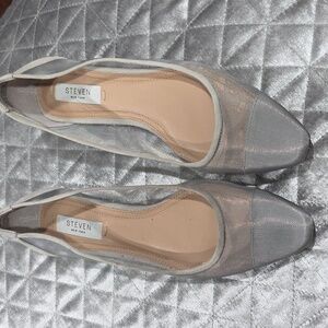 Steven By Steve Madden Silver Mesh Flats